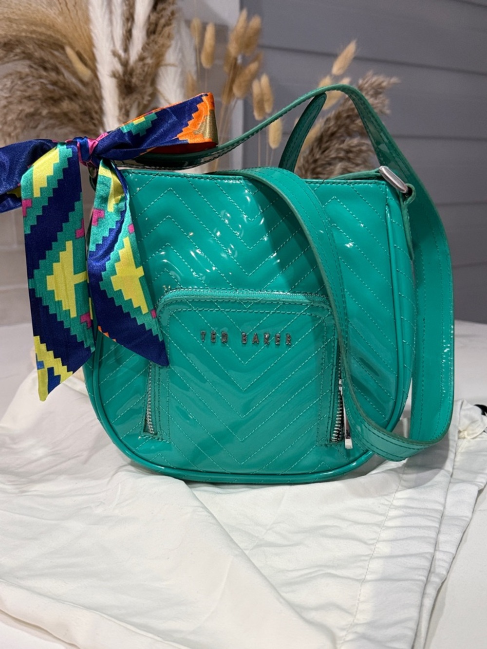 Ted Baker Teal Quilted Crossbody Bag - Picture 8 of 10